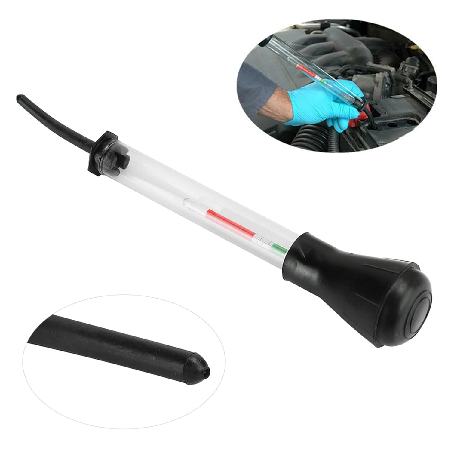 Density Testers, Glass Rubber Quick Detection Battery Hydrometer for Car Repair