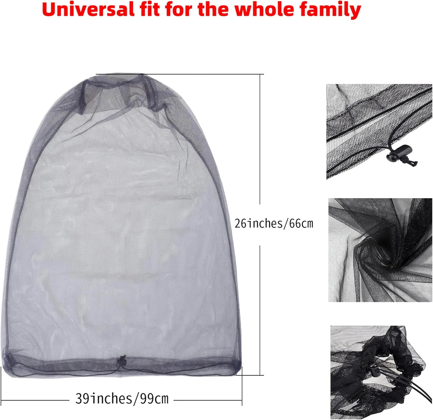 2 Packs of High-Quality Top Wrap Fine Mesh Insect Masks, with Ultra-Clear Views, Adjustable Drawstrings, Suitable for Hiking, Fishing, Gardening, Wildlife Parks, and All Hats for Men and Women image number 2