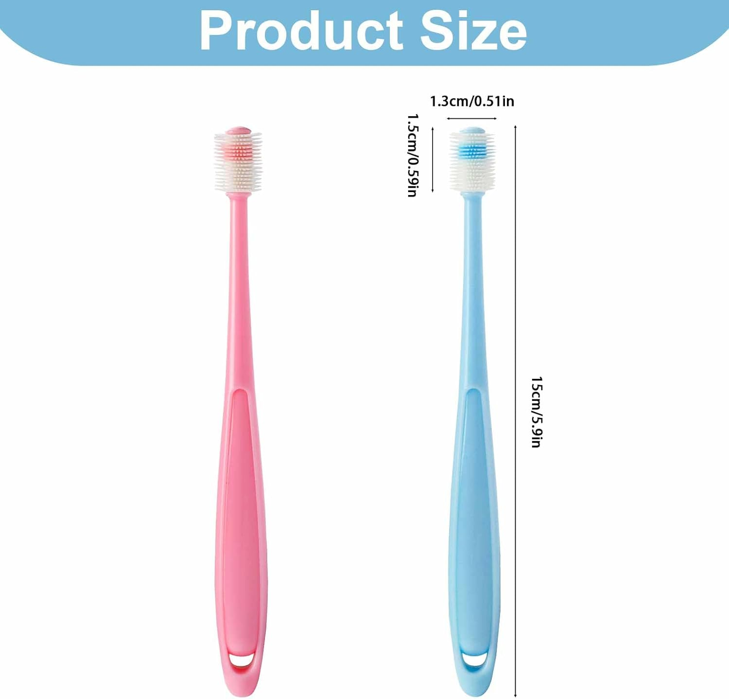 2 Pcs Small Dog Toothbrush Cat Tooth Brush 360 Degree Soft Silicone Pet Toothbrush Tiny Toothbrush Cat Dental Care Puppy Dogs Pet Tooth Cleaning Kit Deep Clean for Small Dog & Cat (Pink+Blue)