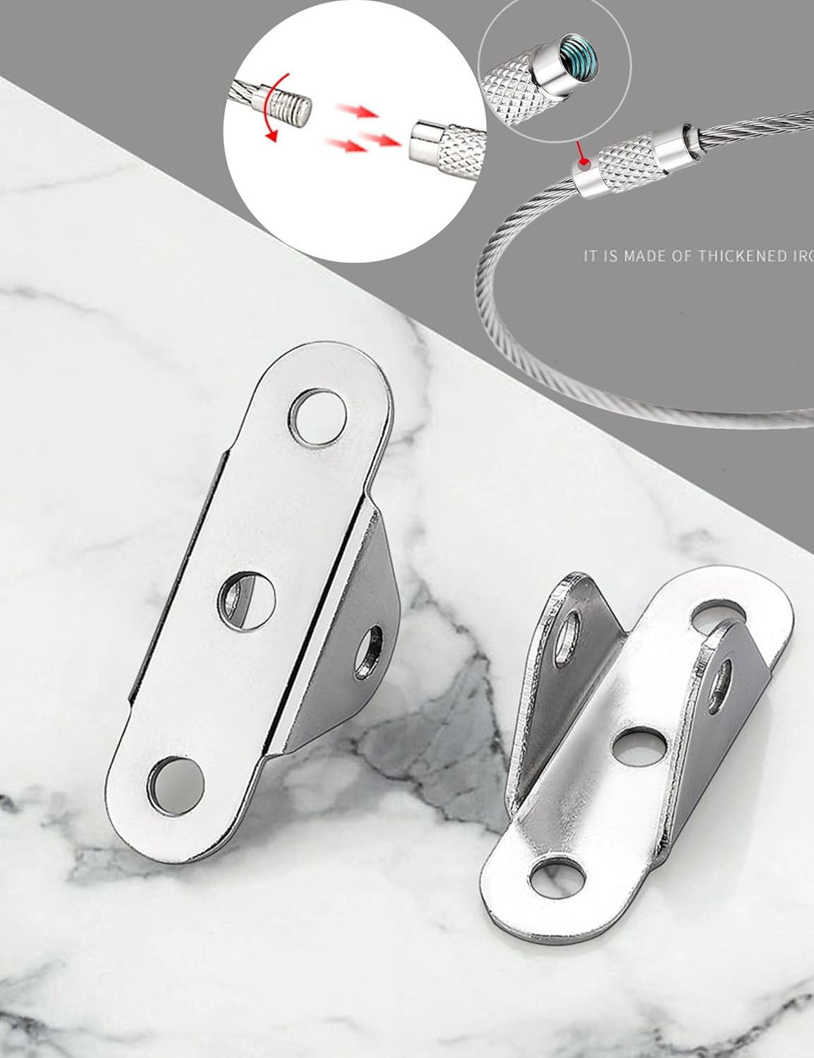 Furniture Wall Anchors 12 Pack, Baby Proof Anchors Stainless Steel anti Tip Furniture Straps, Black Furniture Anchors for Child Safety, Dresser Cabinet Bookshelf Anti-Tip Kit, DEMIBAZ - Silver image number 7