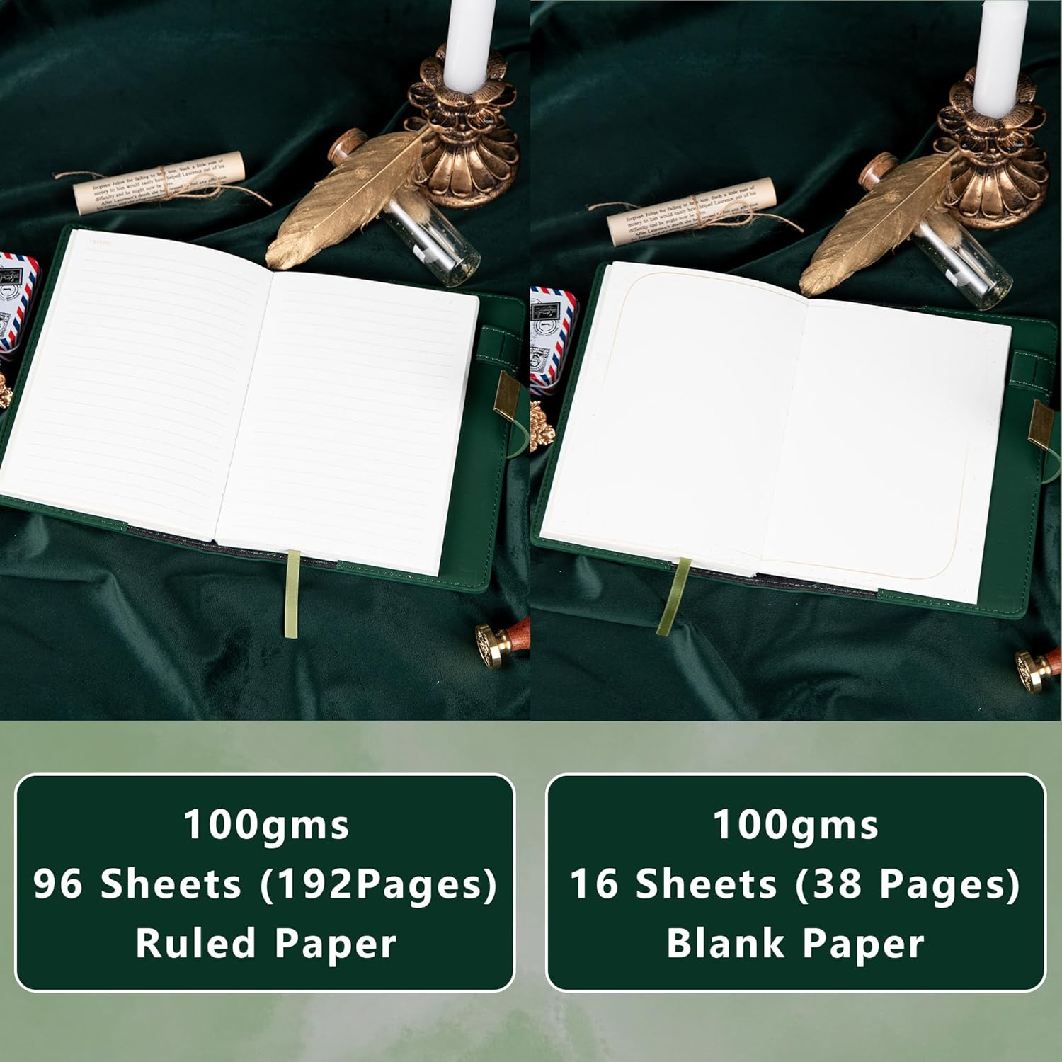 TIEFOSSI Phoenix Journal Notebook with Lock, Vintage Leather Locked Diary, B6 Travel Refillable Ruled Lined Writing Paper, Secret Password Gift Diary for Women Girls Boys (Green) image number 6