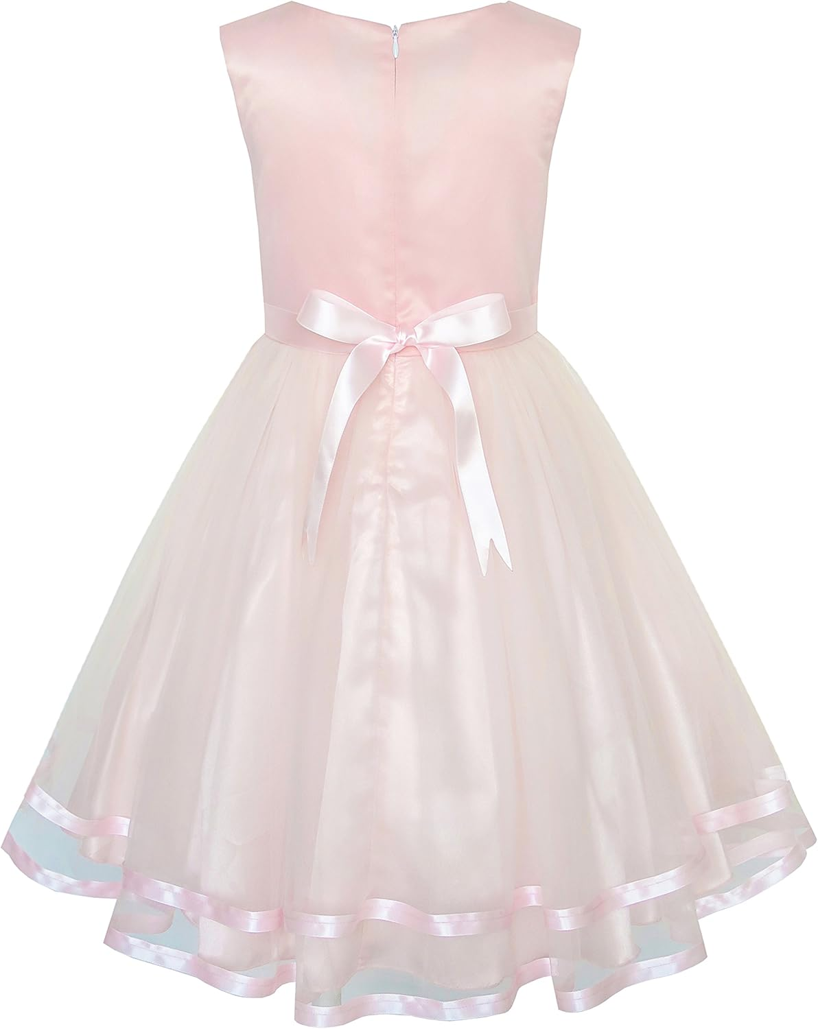 Sunny Fashion Flower Girls Dress Blue Belted Wedding Party Bridesmaid Size 4-12 Years image number 2