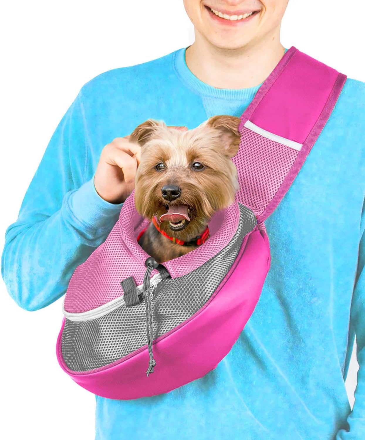 Panda Pets - Small Dog Cat Sling Pet Carrier Bag - Pink - up to 4.5Kg - Breathable, Durable - Hands Free - Secure & Convenient - Machine Washable