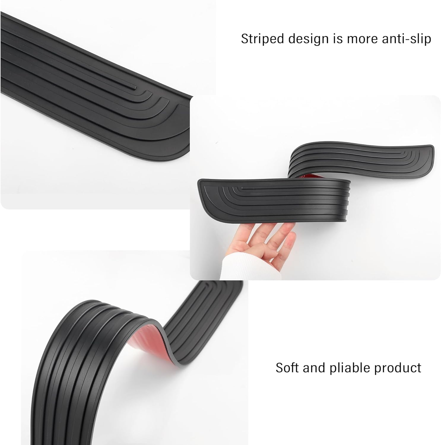 4PCS Car Door Sill Protector,Anti-Scratch Rubber Car Door Protector Edge Guards for Door Steps,Universal Waterproof Door Threshold Strips Exterior Accessories for Car Truck SUV (Black, Width 1.57") image number 1