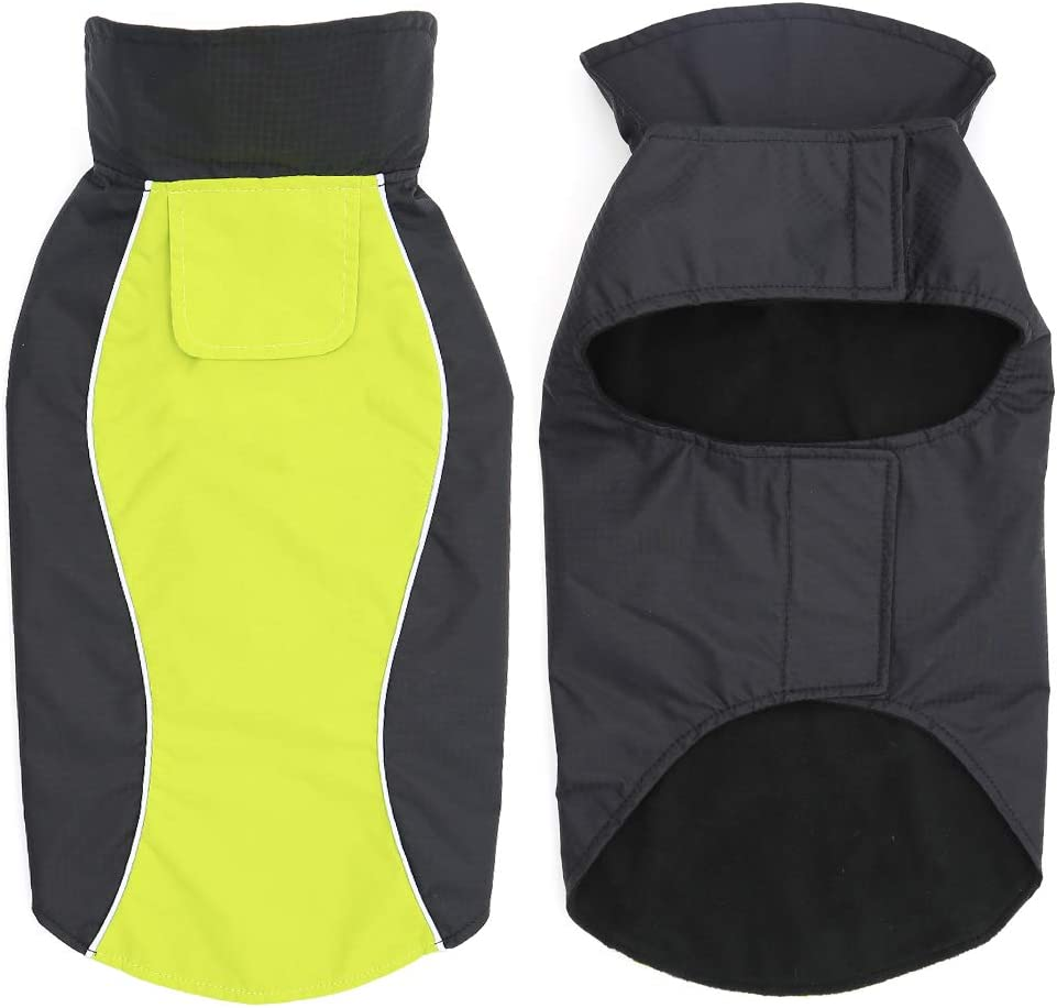 Flashseen Dog Raincoat Waterproof Dog Rain Jacket with Strip Reflective & Leash Hole Winter Dog Vest Warm Rain Coats for Dogs image number 1