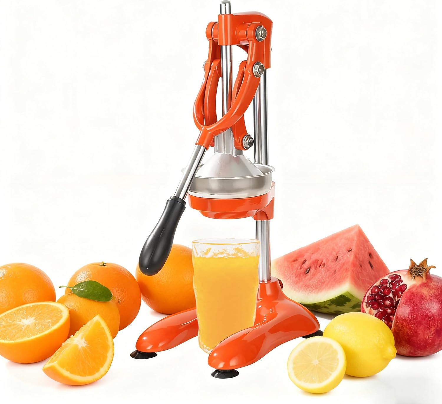 MINYII Orange Juice Squeezer Professional Citrus Juicer Durable Stainless Steel Lemon Squeezer - Heavy-Duty, Easy-To-Clean - Sturdy Manual Citrus Press & Orange Squeezer (Black)