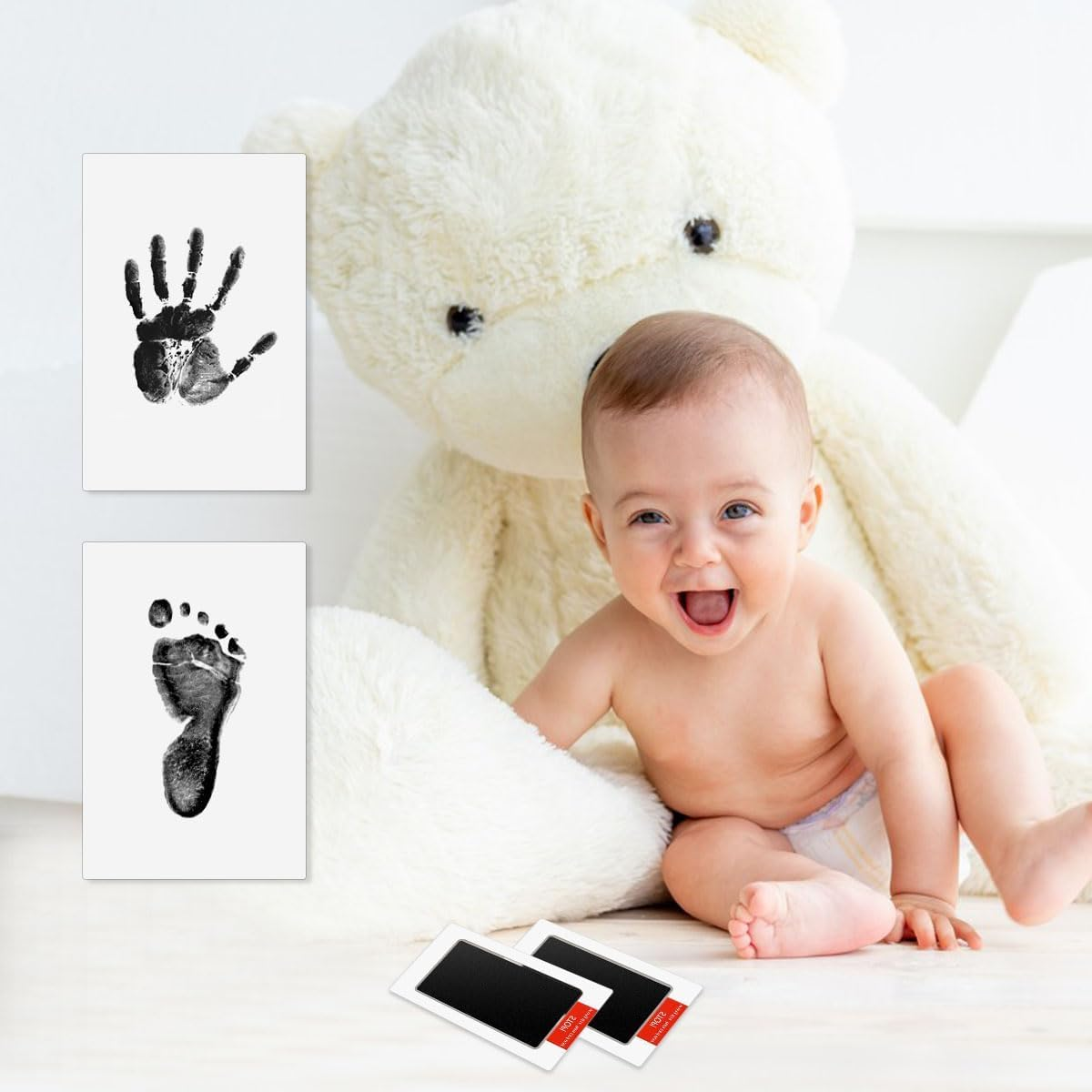 2Pack Baby Hand and Footprint Kit 0-24M Baby Footprint Kit- Ink Pad for Baby Hand and Footprints Pet Paw Print Kit Baby Foot Printing Kit Footprint Kit Baby with 2 Ink Pads and 4 Imprint Cards Infant Hand and Foot Stamp Ink Pad image number 6