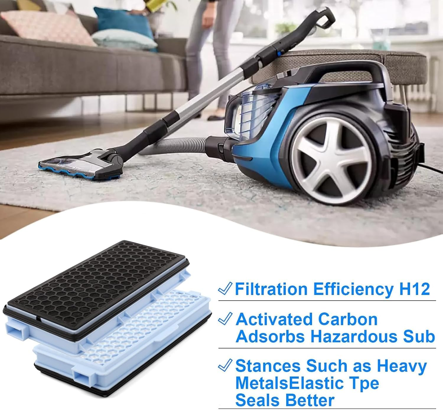 Zosylala Replacement HEPA Airclean Filters Compatible with Miele Vacuum Cleaner - Fits S4, S5, S6, S8, Complete C2, C3, Compact C1, C2 - SF-HA 50 Replacement Filters(2-Pack) image number 6