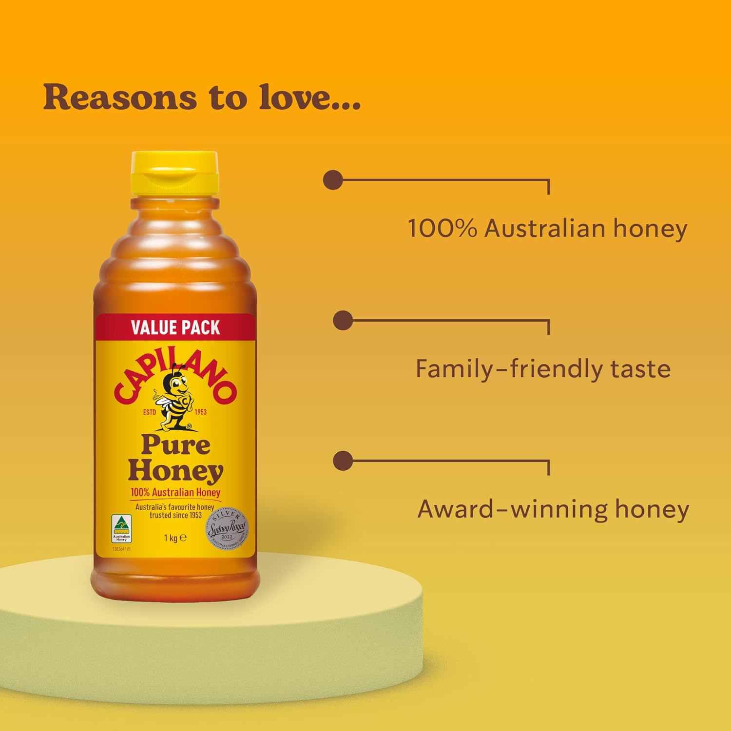 Capilano 100% Pure Australian Honey, Premium Honey, Squeeze Bottle, 1Kg image number 2