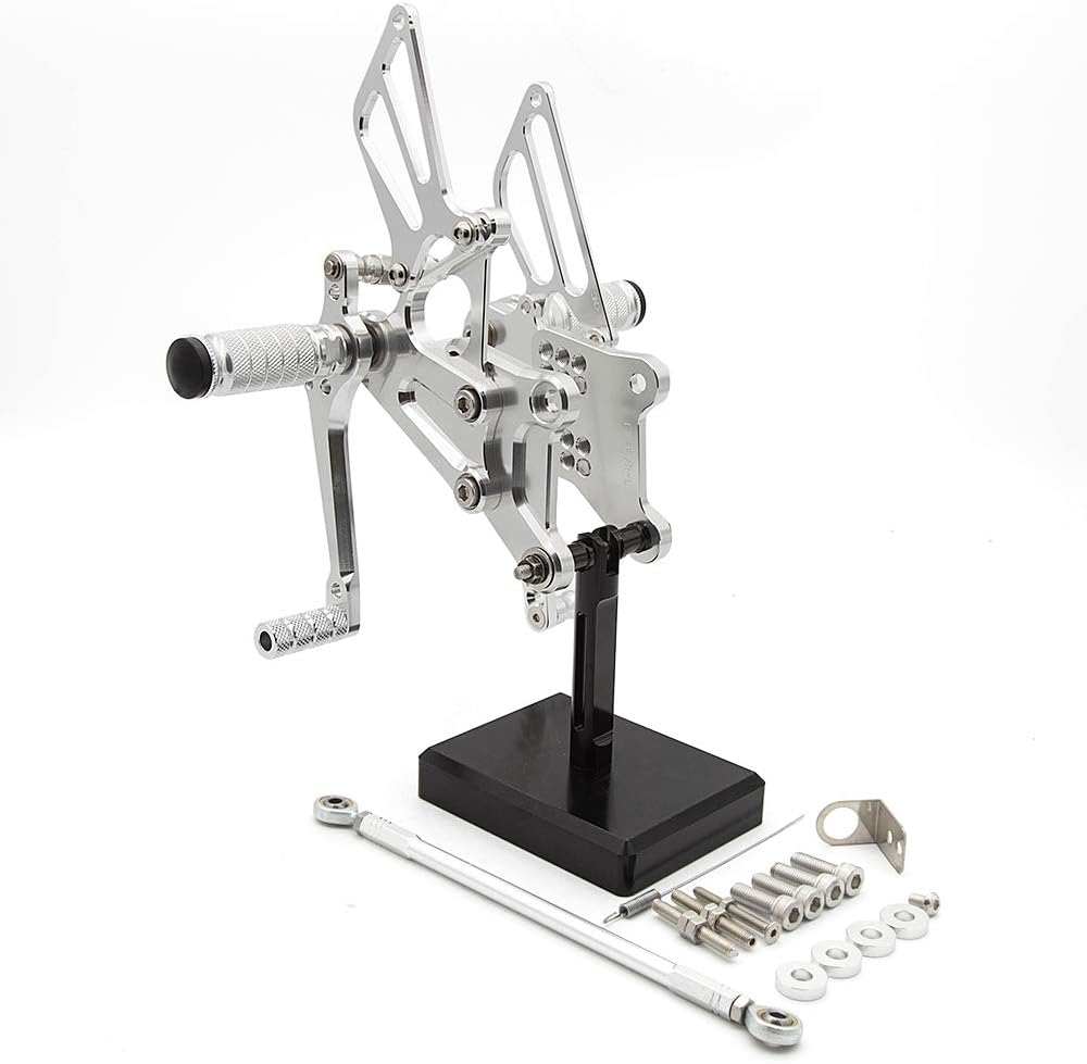 FXCNC CNC Billet Motorcycle Rearset Foot Pegs Rear Set Footrests Fully Adjustable Foot Boards Compatible with VFR400 NC30 RVF400 NC35