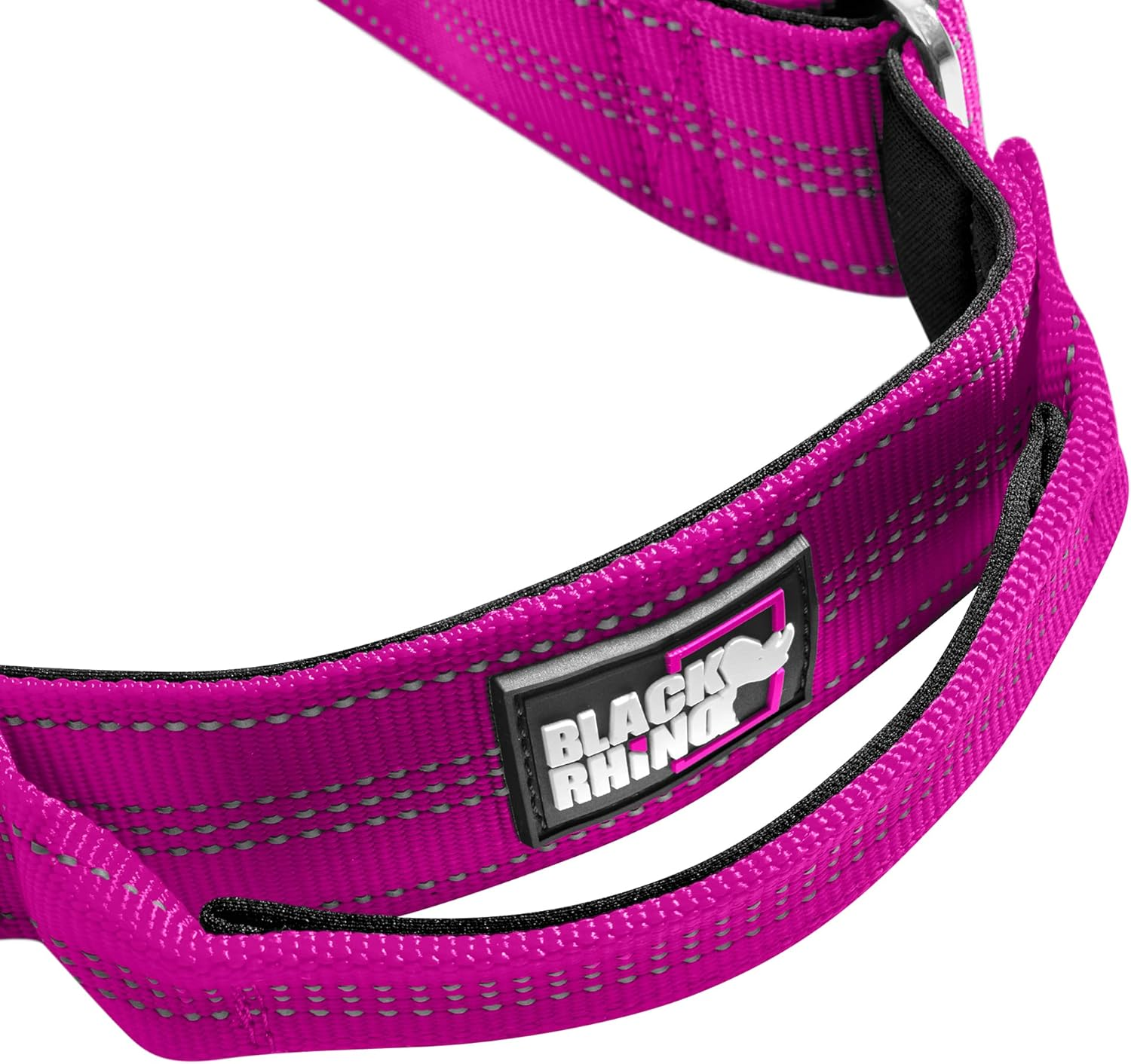 Black Rhino - Tactical Dog Collar Ultra-Soft Neoprene Padded Dog Collars for Medium, Large, XL Dogs | Heavy Duty Metal Buckle | Padded Handle for Dog Training (Large, Pink) image number 2