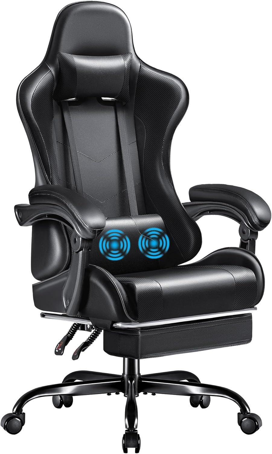 Furmax Gaming Chair, Video Game Chair with Footrest and Massage Lumbar Support, Swivel Seat Height Adjustable Computer Chair with Headrest, Racing E-Sport Gamer Chair