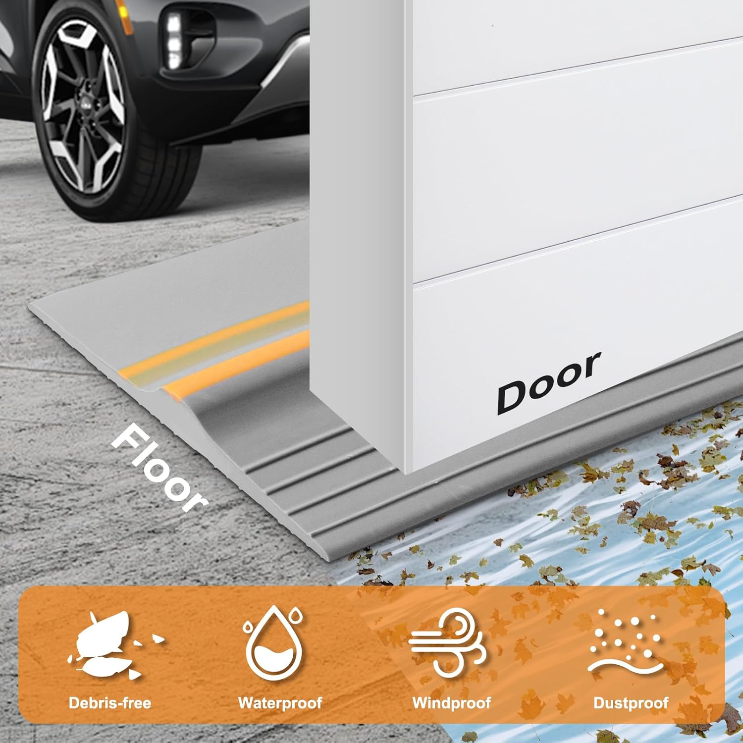 Garage Door Seal Bottom Door Seal Rubber Garage Door Threshold Seal Universal Sealing Threshold Garage Door Threshold (Grey, 3 M X 100 Mm X 25 Mm) image number 2