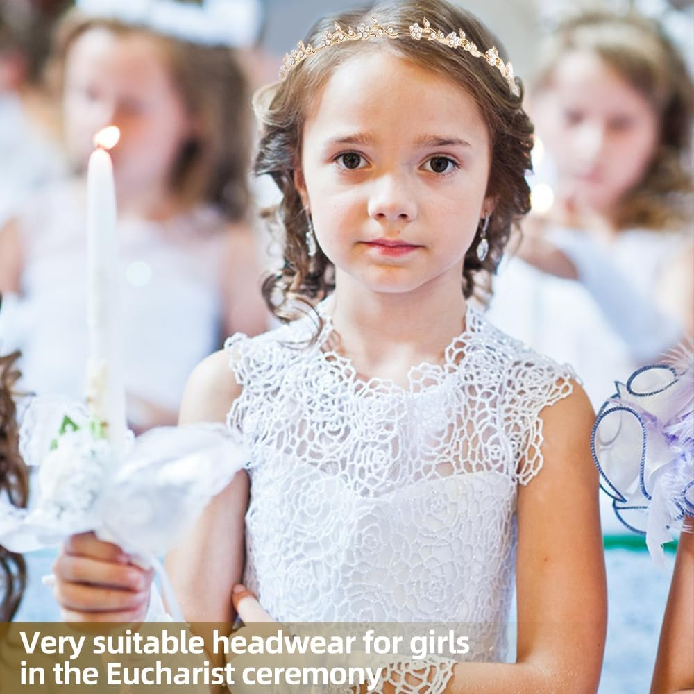 XFSRG Communion Hair Accessories Girls Headband Flower Design Communion Headband for Girls Wedding Hair Accessories image number 4