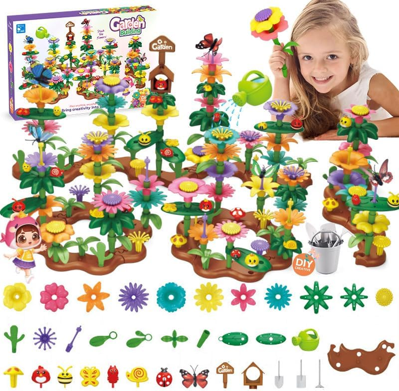 Flower Garden Building Toys for Girls Age 3 4 5 6 7 Year Old, STEM Gardening Pretend Toys for Kids, DIY Building Blocks Stacking Game for Toddlers Play Set, Educational Activity for Preschool (274Pcs) image number 1
