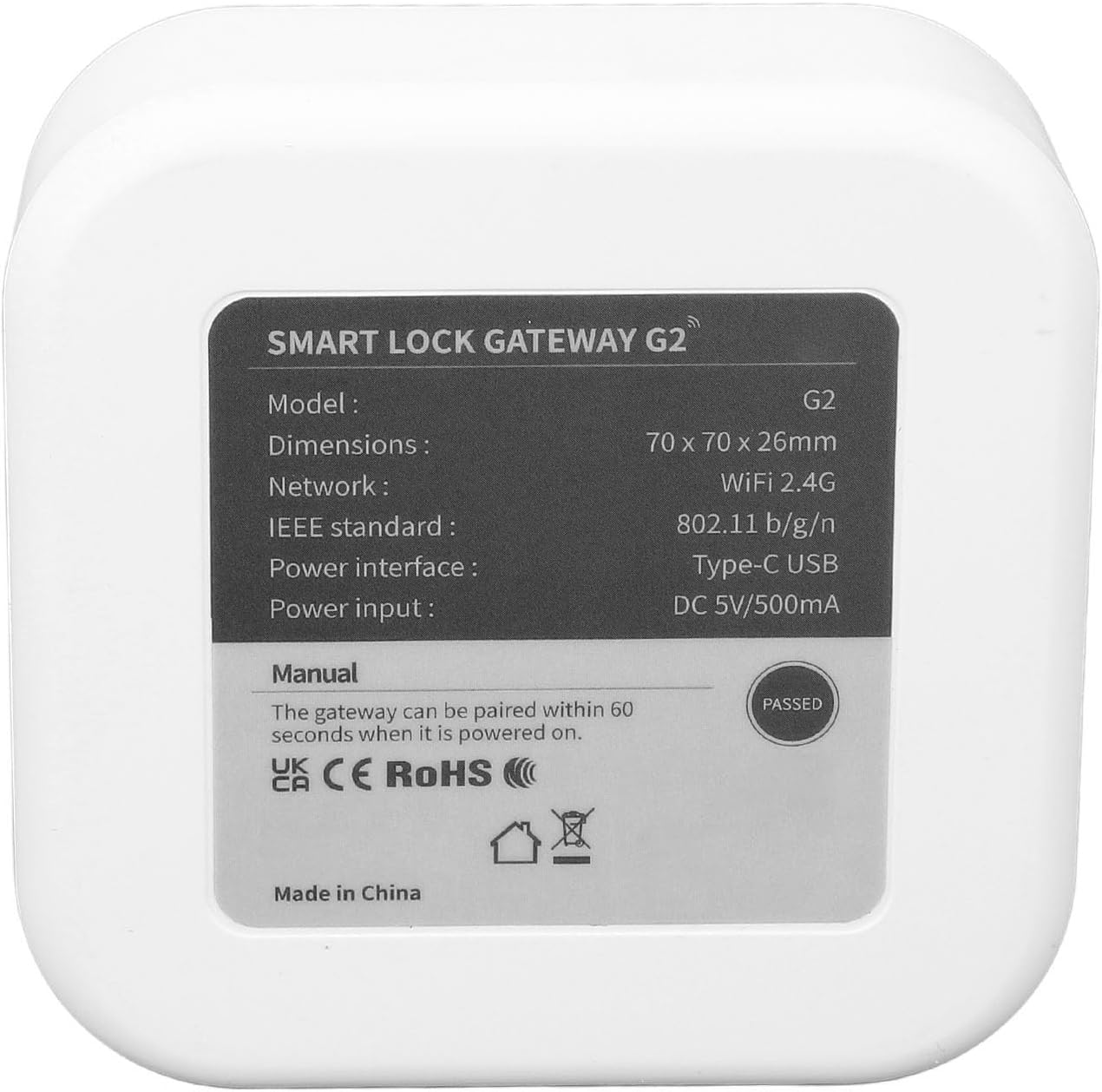 G2 Gateway, Smart Deadbolt Wifi Gateway, Voice Control, Compatible with DD Lock APP and TT Lock APP Remote Control, Electronic Lock Assemblies, 2.4Ghz Wifi, Easy to Set image number 6