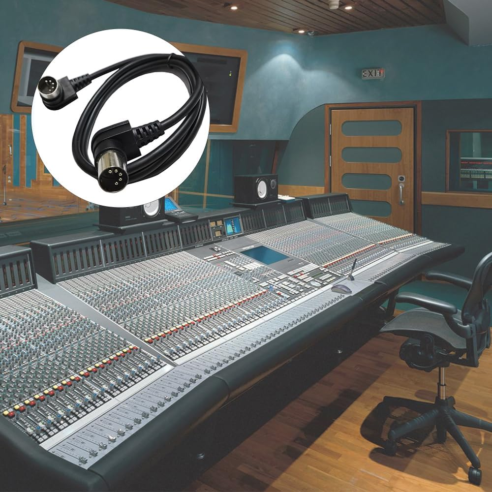 Double 90 Degree Right Angled MIDI Cable DIN Plug Socket Extension Cord Wire Male Din-5Pin Double 90 Degree MIDI 5Pin Cable for TV Surveillance Camera, Electronic Pianos (1.5M) image number 6