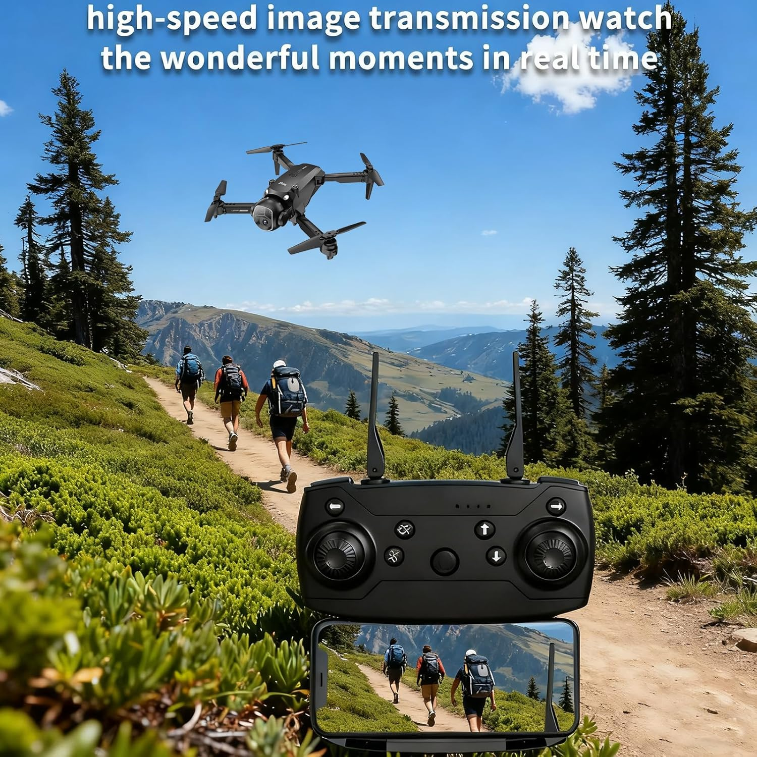 OBEST Drone VR with 1080P Camera,Fpv Drone with VR Glasses,2.4-Inch Display Glasses,Dual Cameras,Optical Flow Positioning,8G Memory Card,Card Reader,Dual Batteries,126G image number 3