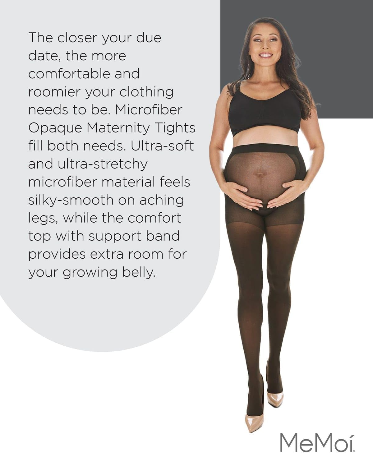 Memoi Microfiber Opaque Maternity Tights | Pregnancy Support Hose image number 4