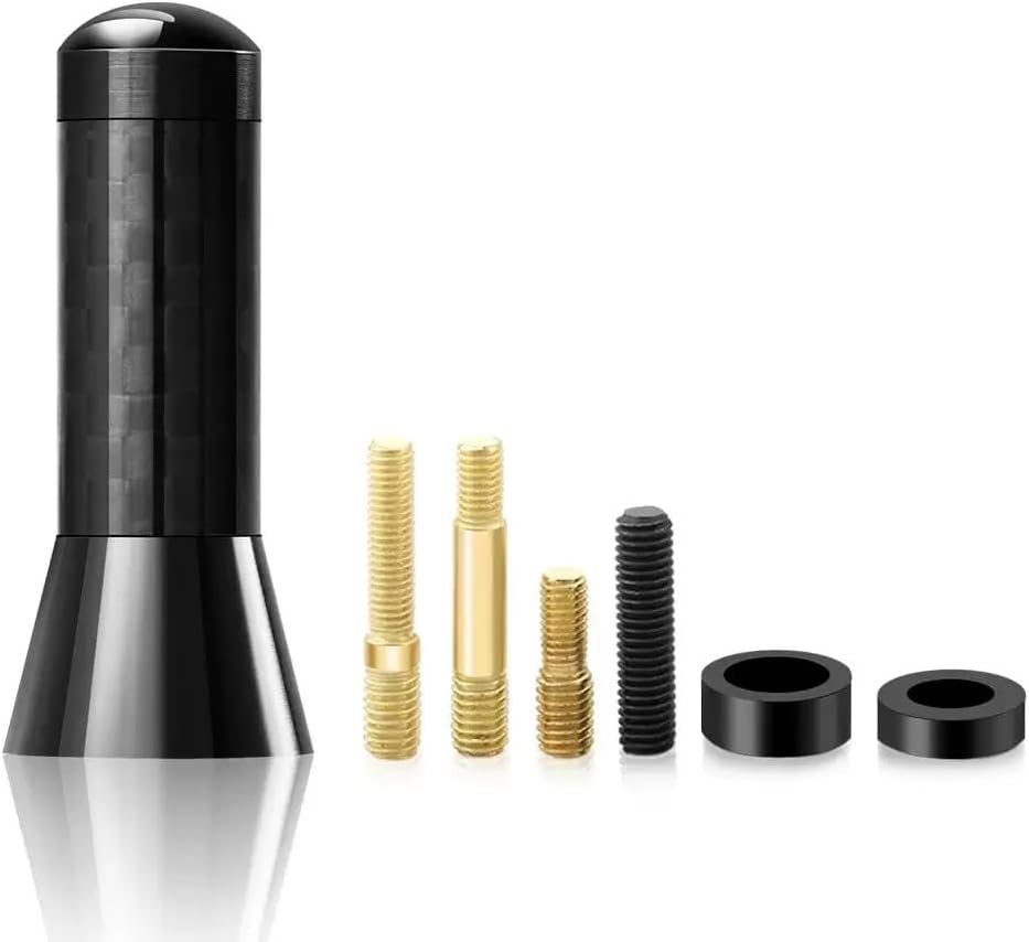 HENWUBEI 3.5CM Black Carbon Fiber Car Antenna - AM/FM Screw-On Short Mast, Universal Fit Aluminium Alloy for Sedan/Truck/Suv, No Mods Required image number 4