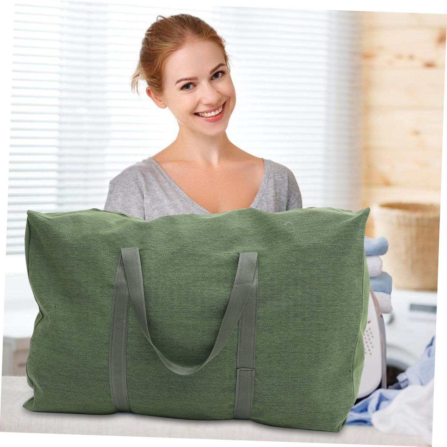 GANAZONO Large Capacity Moving Bag Canvas Travel Bag Zipper Handle for Clothes Mattress Storage Home Moving image number 4