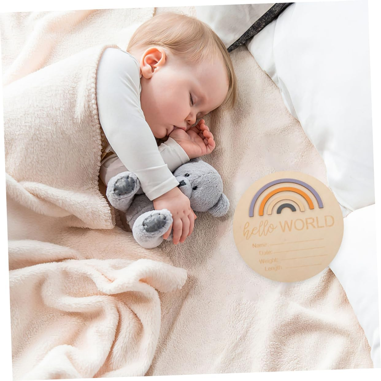 2Pcs Wooden Milestone Cards Monthly Milestone Cards for Months Signs for Nursery Decor and Birth Announcement