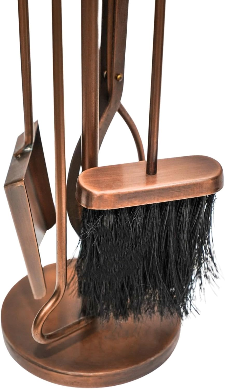 Ivyline Fireside Companion Set in Antique Copper with Stand - Indoor Fireside Utility Accessories - H 50 X W 15Cm image number 4