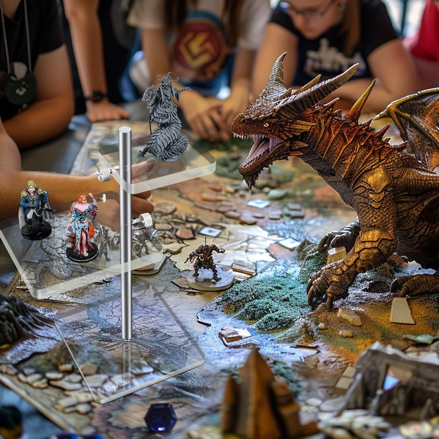 Byhoo 2 PCS DND Flying Miniatures Combat Risers, Adjustable Acrylic Platforms & Flight Stands for Epic Battles, Versatile DND Miniatures Display Risers, Essential DM Supplies & RPG Accessories image number 3