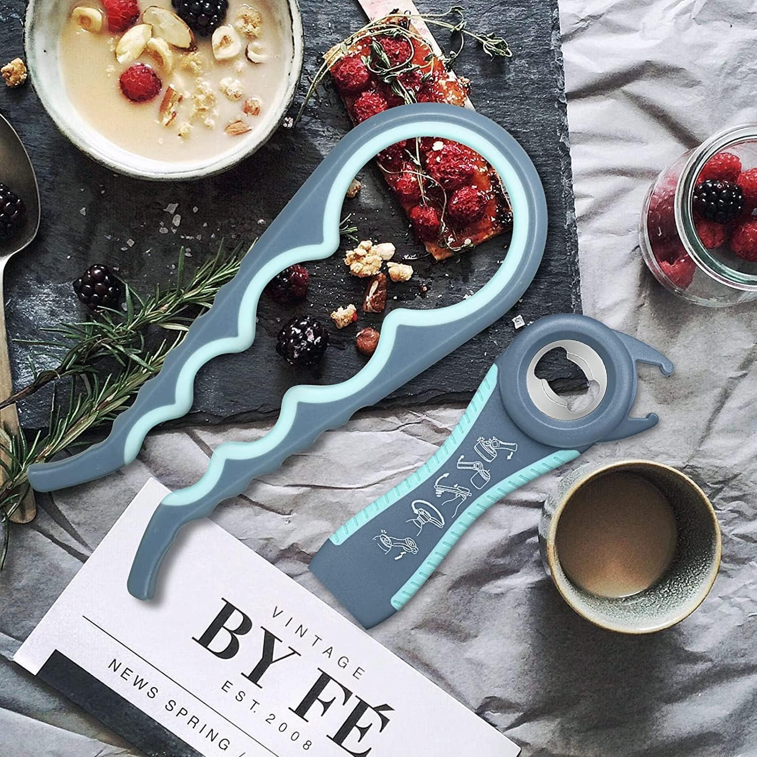 MAEXUS 4 in 1 Jar Opener Kit for Seniors with Arthritis, 5 in 1 Multi-Function Bottle Can Opener Set for Weak Hands, Grip Lid Twist Gripper image number 4