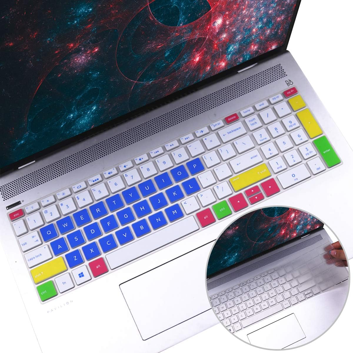 2Pcs I-Tensodo Keyboard Cover Skin for 15.6 HP Pavilion X360 15-BR075NR 15M-BP012DX BP011DX BP111DX BP112DX 15M-BQ021DX BQ121DX, 15-BS020NR 15-BS020WM 15-BS013DX 15-BW011DX, HP Envy 17M