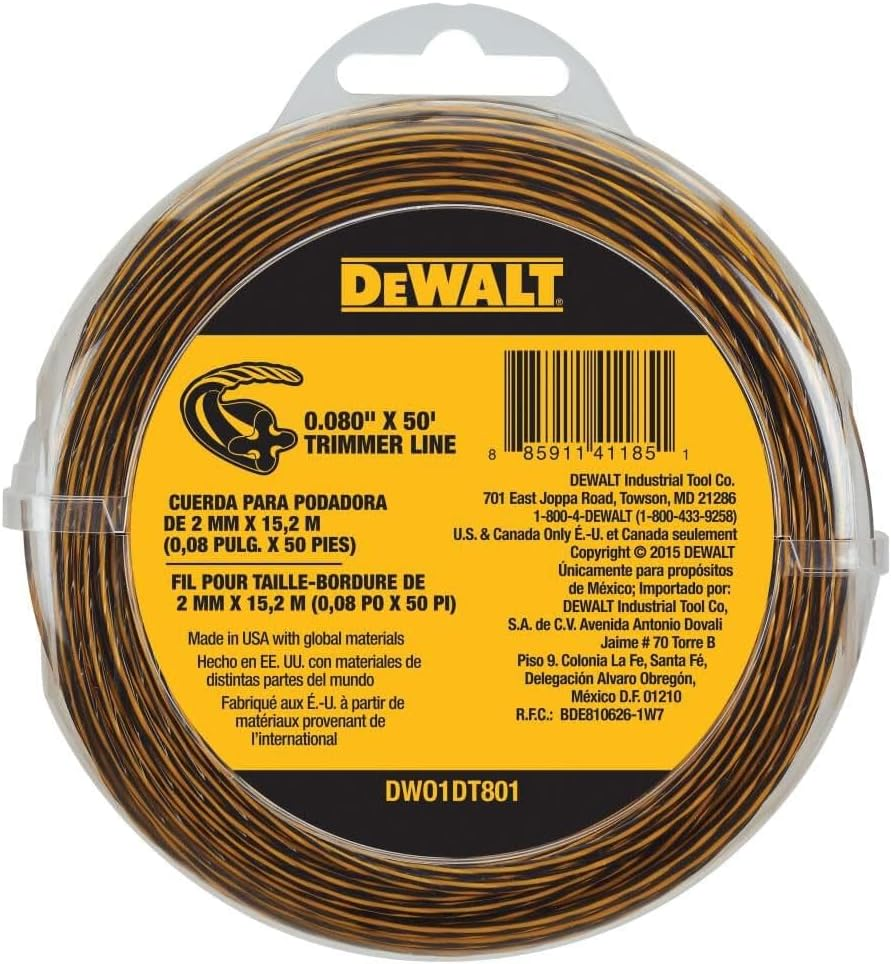 DEWALT DWO1DT801 String Trimmer Line, 50-Feet by 0.080-Inch