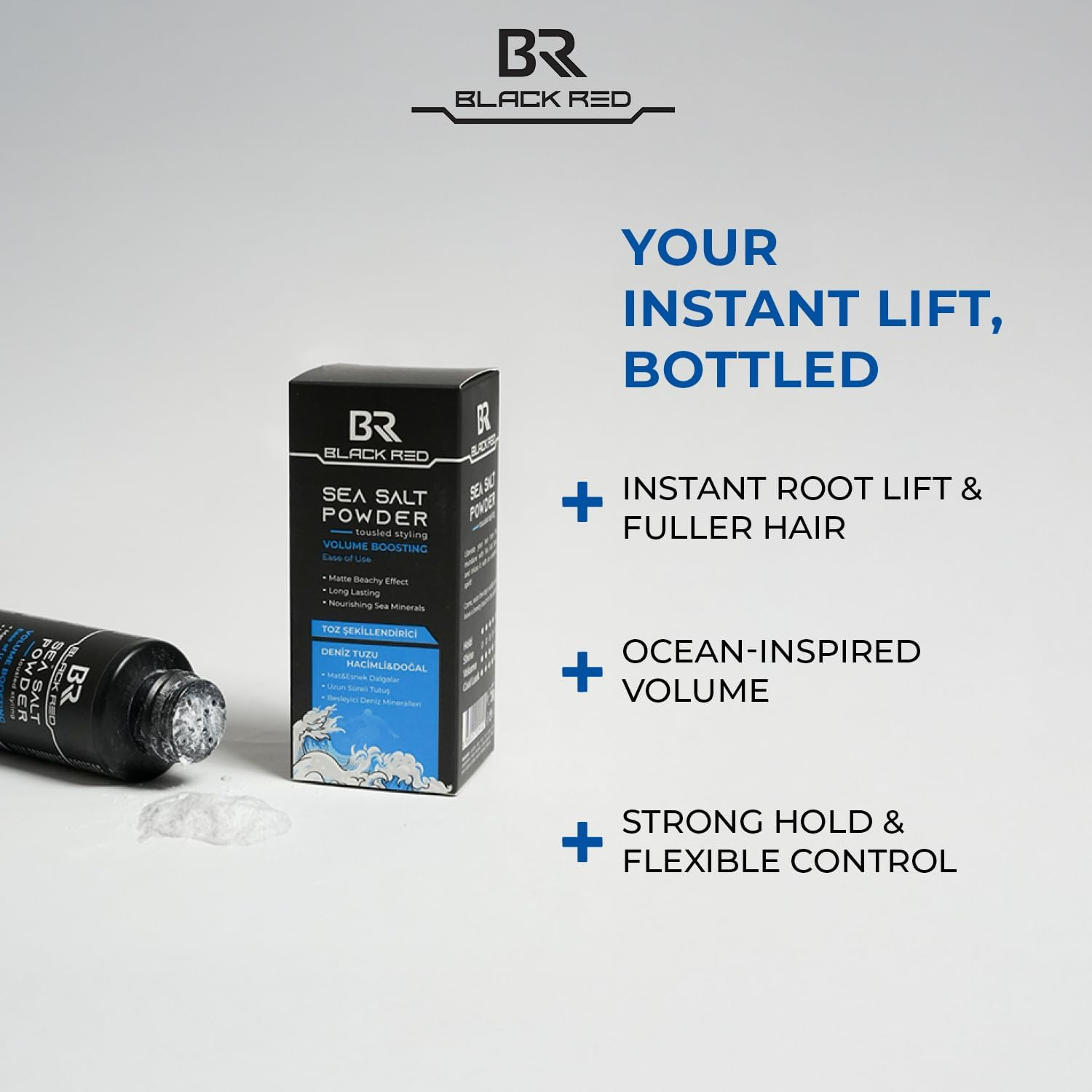 Black Red Sea Salt Hair Powder, 20G | Volumizing & Texturizing Powder with Sea Minerals | Matte Beachy Finish, Strong Hold, Non-Greasy | Instant Lift & Natural Styling for All Hair Types image number 5