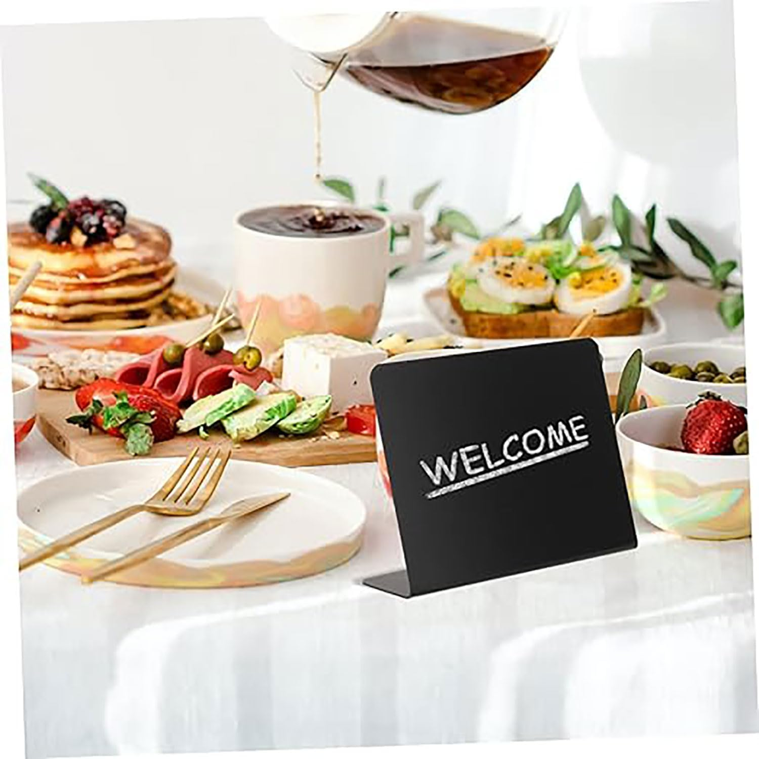 Yqkangzhu 20Pcs Mini Chalkboard Signs for Food, L-Shaped Chalkboard Signs, Reusable Tabletop Chalkboard Labels, Message Board Signs, Buffet Chalkboard Tags for Wedding, Birthday, Party, Bakery, Retail image number 4