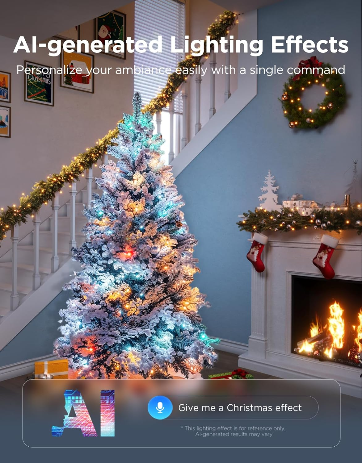 Govee Smart Christmas String Lights 20M, 200 RGBWIC Leds Holiday Fairy Lights for Indoor & Outdoor, Shape Mapping, AIGC, App Control with 130+ Dynamic Scene Modes, Compatible with Matter, Green Cable image number 5