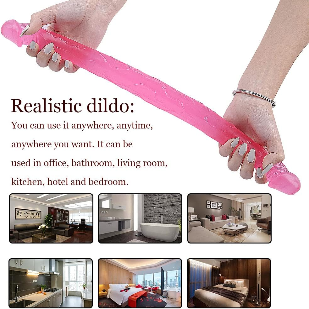 43CM Double Dong and Lesbian Dildo Usage Free Play Flexible Soft, Double for Women Realistic, Pink Color Realistic Dildo for Women image number 2