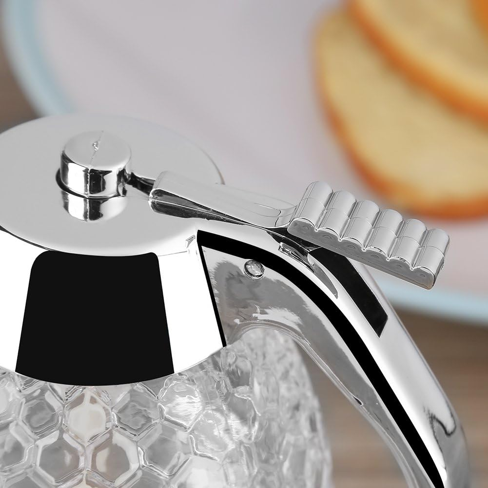 Honey Dispenser, 200Ml Glass Syrup Dispenser Pot No Drip with Stand, Vintage Transparent Acrylic Honey Glass Container for Tea Milk Pancakes image number 1