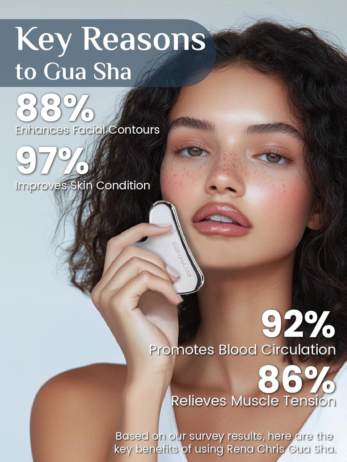 Rena Chris Gua Sha Facial Tools,Stainless Steel Guasha for Face Massager,Jawline Sculpting and Puffiness Reducing, Skin Care Gift(Silver) - Mint Green image number 4