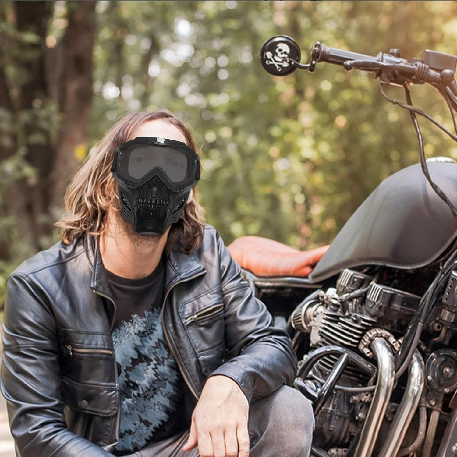 Motorcycle Goggles with Removable Face Masque,Airsoft Goggles Masque | Detachable Motorcycle Riding Glasses with Removable Face Masque for Riding Offroad Cycling Motorbike Racing image number 6