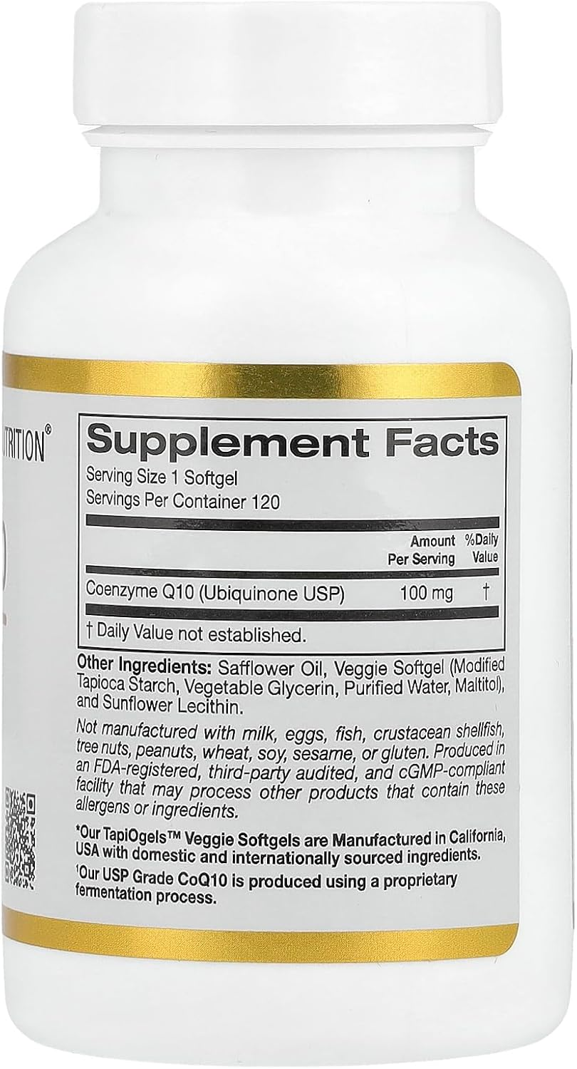 California Gold Nutrition Coq10, 100 Mg, 120 Veggie Softgels image number 1