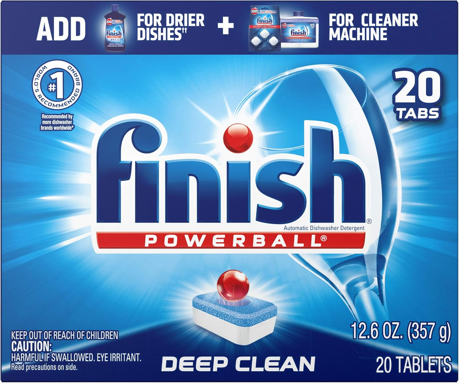 Finish All in 1 Powerball, Fresh 20 Tabs, Dishwasher Detergent Tablets image number 2