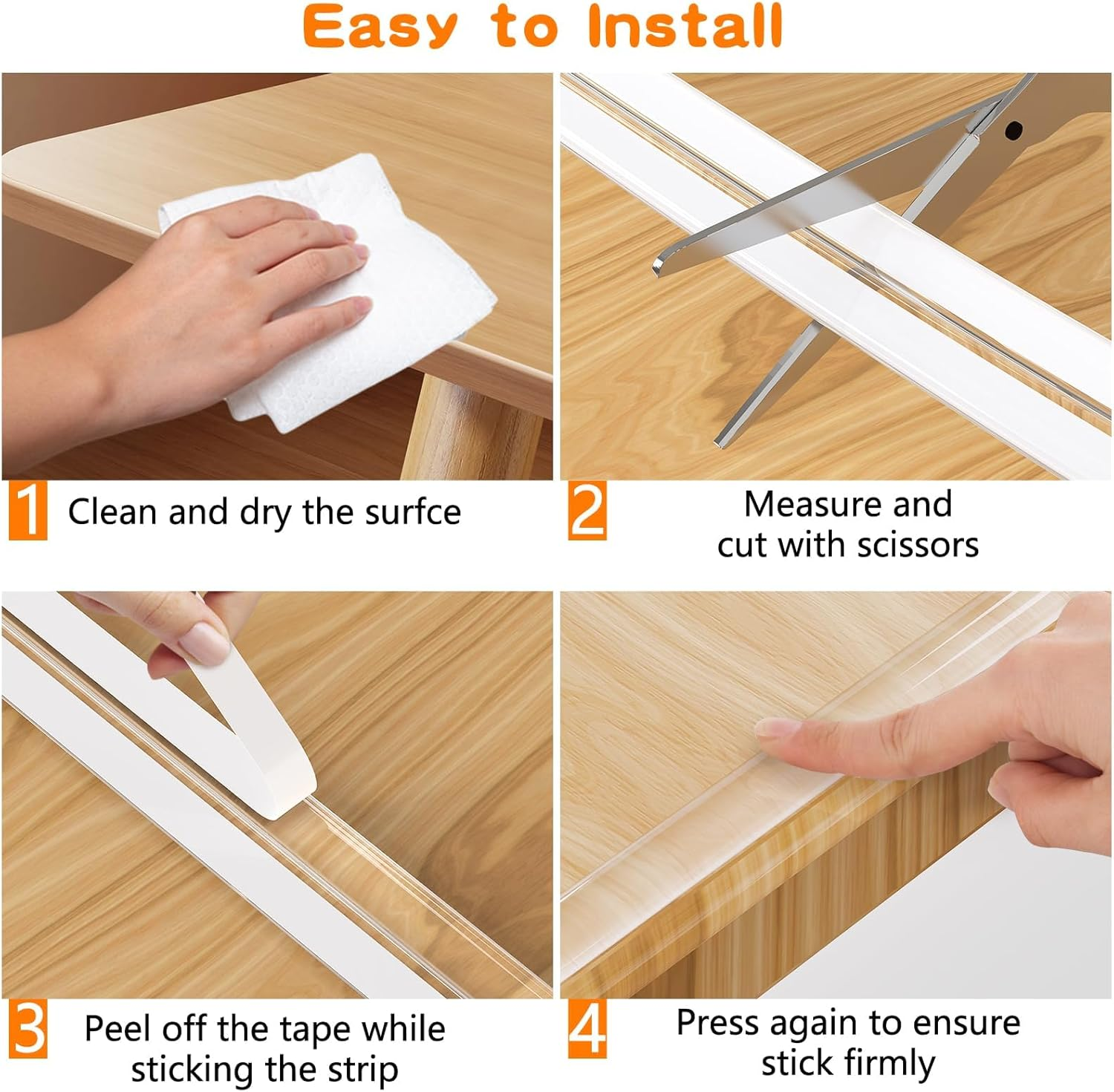 Corner Protectors Transparent, 16.5Ft Furniture Table Edge Protectors Soft Silicone Bumper Strip with Strong Adhesive Tape for for Cabinets, Tables, Drawers, Household Appliances （16.15Mm*15Mm Wide） image number 2