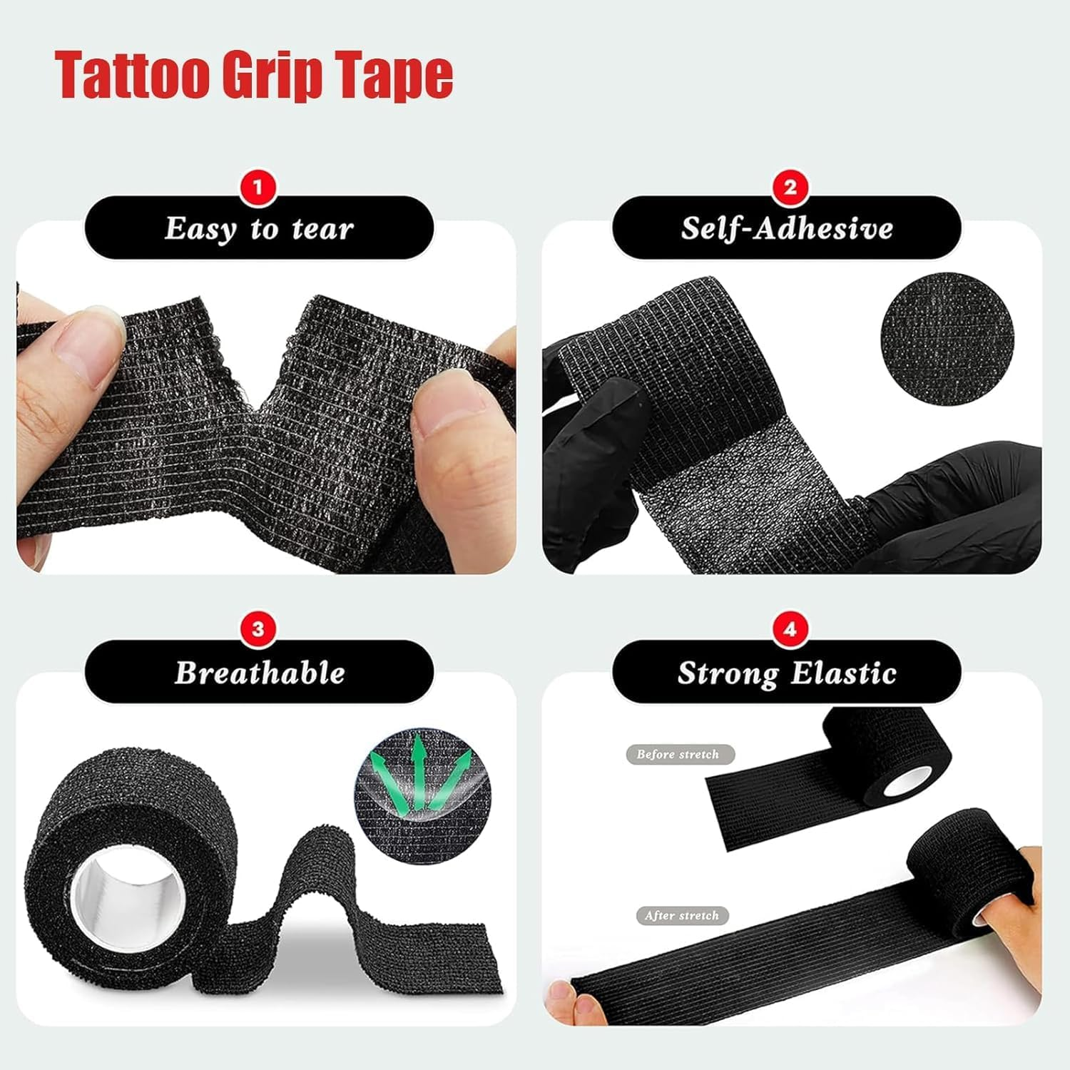 LEAYOKA 569Pcs Artificial Skin Tattoo Set with Tattoo Practice Skin, Tattoo Stencil Paper, Colour Cups, Pen Cases and Grip Tape - Comprehensive Package for Realistic Tattoo Exercises Tattoo image number 5