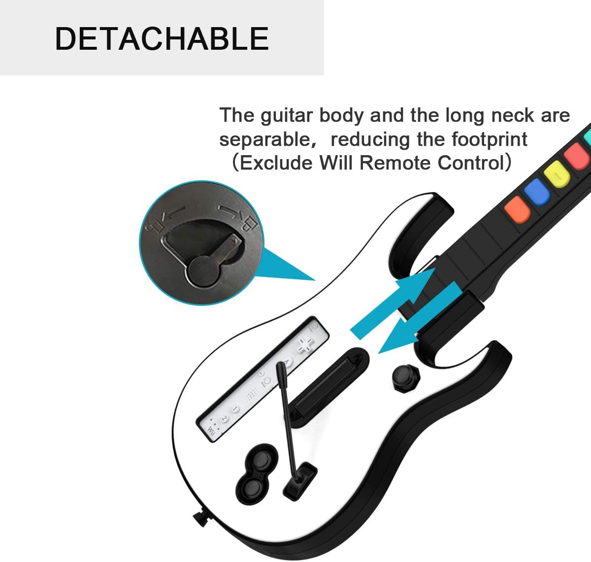 Wii Guitar Hero for Wii Controller Wireless Compatible with Guitar Hero Wii Rock Band 2 Games Guitar Hero World Tour Bundle (White Color ) image number 3