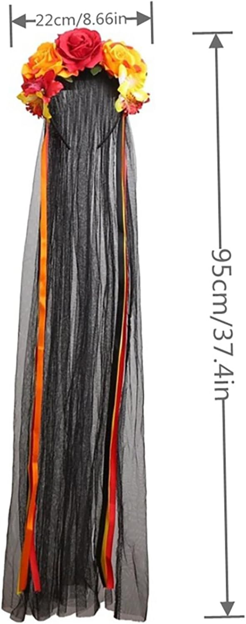 Day of the Dead Costume Adult Halloween Costumes for Women with Flower Headpiece and Fishnet Stocking