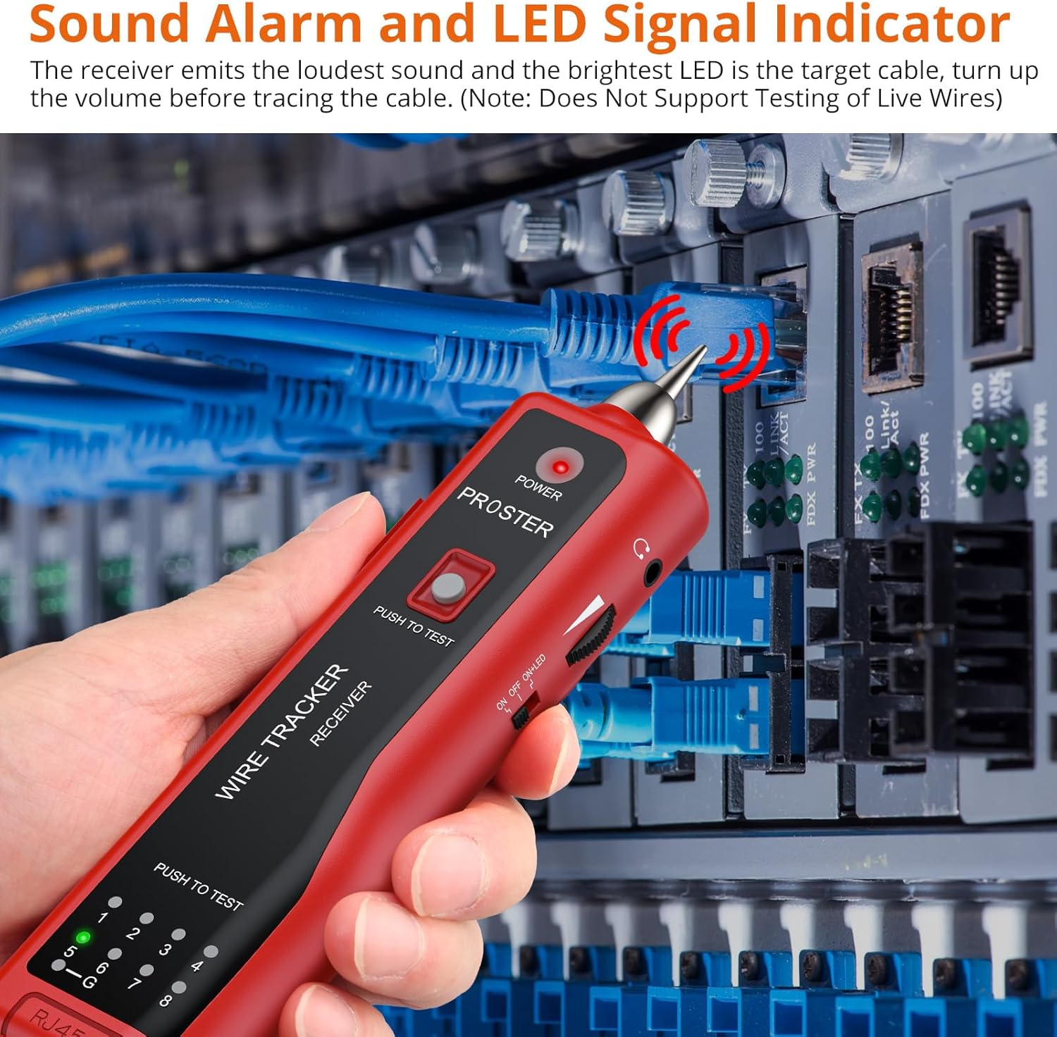 Proster Wire Tracker RJ11 RJ45 Finder Ethernet LAN Multifunction Toner Tracer Network Cable Collation Telephone Line Tester Continuity Checking (Red) image number 4