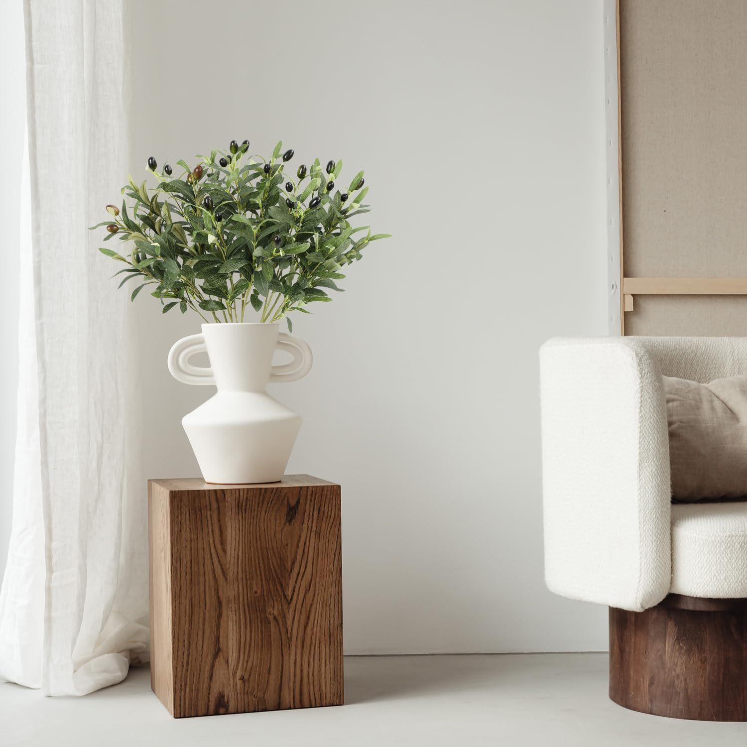 Artigreen 6 Pack Artificial Plants Olive Branches Stems Fake Plants Green Leaves Fruits Branch Leaves for Vase Arrangement Home Wedding Decor Table Centerpieces Festival Decoration(18 Inches) image number 1