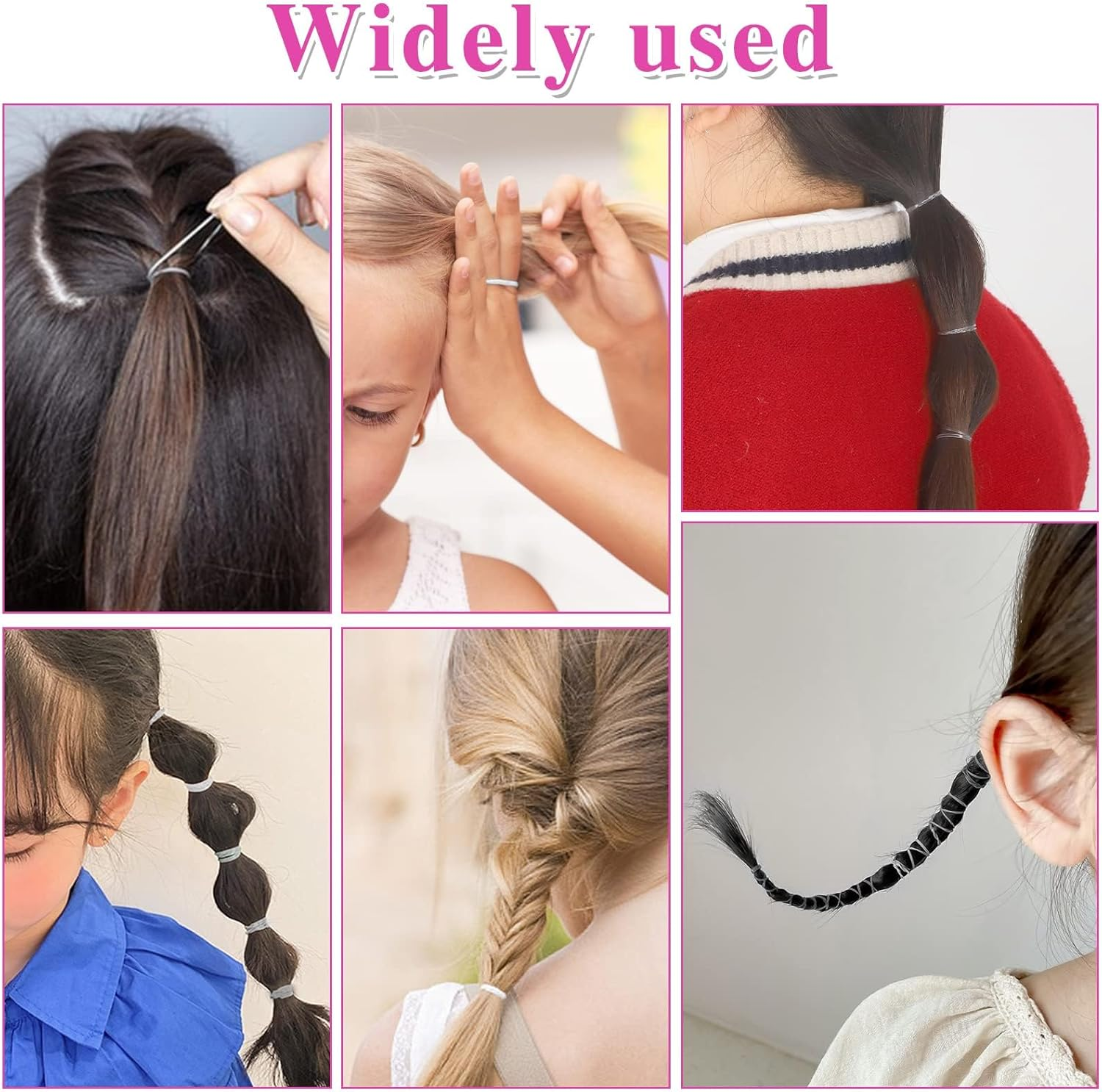 PAOFUFUI 1000Pcs Elastic Clear Hair Bands, Rubber Band Cutter, Topsy Tail Styling Tools, Girls' Christmas Accessories Gift Set (Clear) image number 5