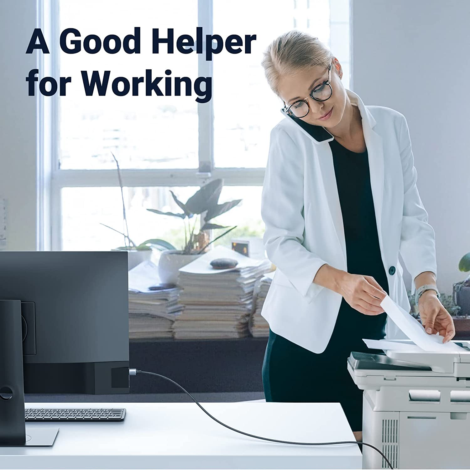 UGREEN USB Printer Cable Braided Printing Cord Type a to B 2.0 Male Scanner Lead High Speed Compatible with Epson, Brother, HP, Lexmark, Dell, Xerox Printers, Piano, DAC 2M image number 3