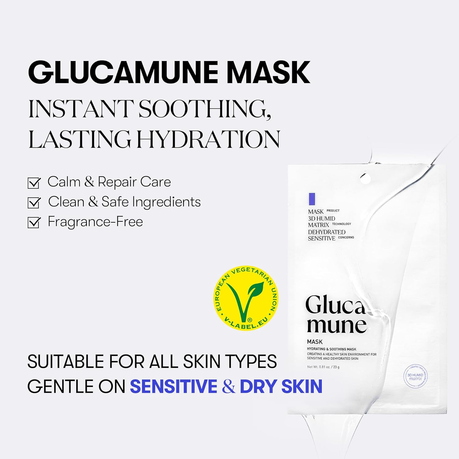 VT COSMETICS Glucamune Mask, Vegan Mucin, Soothing & Calming, for All Skin Types, 10Pcs image number 2