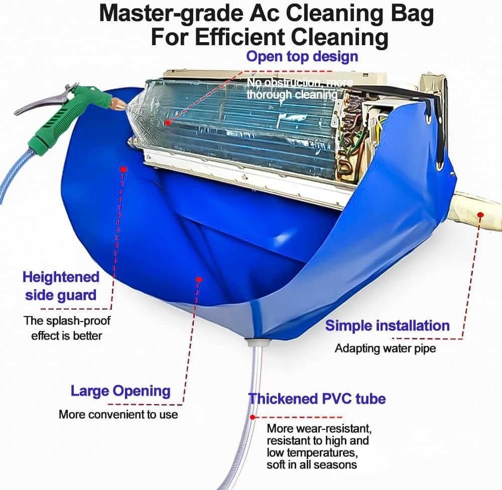 South Silk Ac Cleaning Bag with Wall Protection Cloth, Professional Split Ac Unit Cleaning Bag, Ac Cleaning Kit, Air Conditioner Cleaning Cover Bag, Durable Material and Drainage Hose - 1 Pack With Spray Bottle Set image number 6